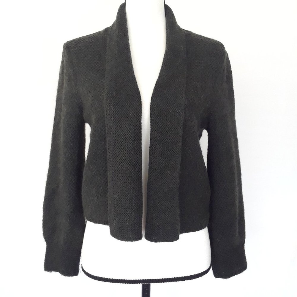 The Limited Dark Green Mohair Open Front Sweater